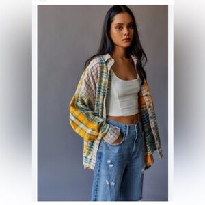 Urban Outfitters Womens Oversized Patchwork Plaid Shirt